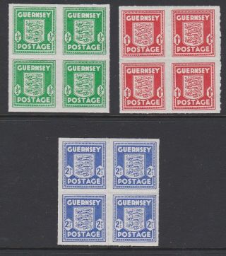 Guernsey 1941 Wartime Occupation Issue Blocks Of Four Mnh