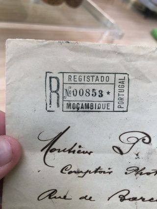 Rare 1904 Mozambique Portugal Colonial Cover To Bizerte Tunisia Registered 4