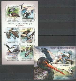 F1038 2011 Mozambique Fauna Of The Mozambique Birds Storks Kb,  Bl Mnh