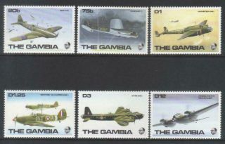 Gambia 1990 R.  A.  F Aircraft Of Wwii 6 Mnh Values