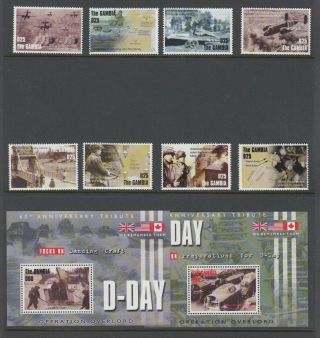 The Gambia Operation Overlord - D - Day Set Of 8,  2 Miniature Sheets,  Mnh