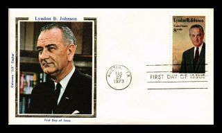 Dr Jim Stamps Us Lyndon B Johnson President Colorano Silk First Day Cover