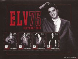 St Vincent - 2010 Elvis Presley 75th Birthday Anniversary - 4 Stamp Sheet 3699