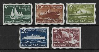Freie Stadt Danzig 1938 Nh Ships Complete Set Of 5 Michel 284 - 288 Vf