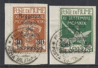 Fiume Stamps 1920 Yv Express 3 - 4 On Fragments Canc Vf