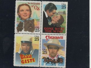Usa 1990 Mnh Classic Film Wizard Of Oz Gone With The Wind Beau Castle Stagecoach