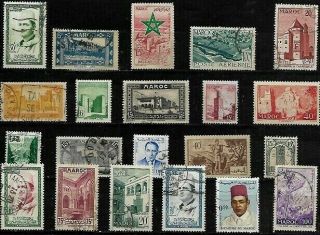 Morocco,  Selection Of 21 Old Postmarked Stamps.