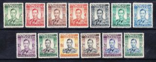 Southern Rhodesia Gvi 1937 Sg40/52 Set Of 13 Very Lightly Mounted.  Cat £85