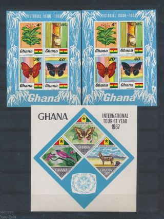 Xb73842 Ghana 1967 - 1968 Insects Bugs Butterflies Sheets Xxl Mnh