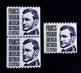Us Stamps,  Scott 1297 Xf M/nh 1975 Joint Line Pair & Single Of Parkman.  Fresh