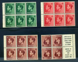 Gb 1936 Keviii Booklet Panes Mnh Selection 1½d X 6 Corner Crease Otherwise Fine