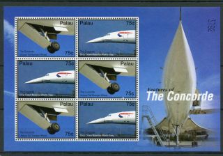Palau 2006 Mnh Concorde Features 6v M/s Aviation Passenger Jet Planes Stamps