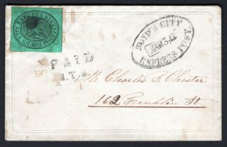 Usa 1845 Local Post Cover W/stamp Scott 20l4