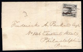 Usa 1844 Local Post Cover W/stamp Scott 5l1 Cancelled By Feather