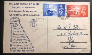 1948 Loughton England First Day Cover Fdc To Ilford 4th Philatelic Convention
