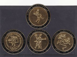 Manama Mexico 1968 Olympics Set Of 4 Gold Foil Coin Stamps Nh