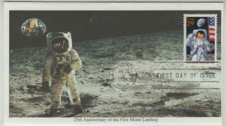 Usa 1994 Full Color First Day Cover Cachet 25th Anniv.  Of 1st Man Walking Moon