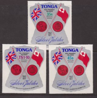 Qeii 1977 Silver Jubilee Mnh Stamp Set Tonga Self - Adhesive Official Sg O151 - O153