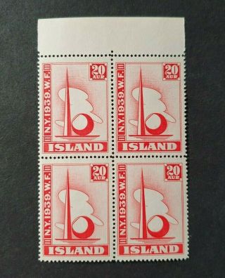 1939 York 20aur Block Of 4 Vf Mnh Iceland Island Islande V236.  12 Start 0.  99$