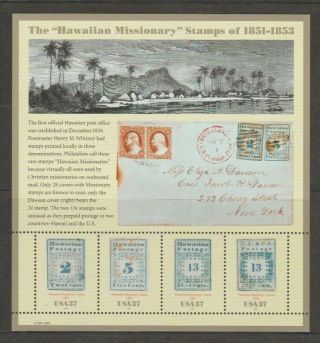 U.  S.  2002 Hawaiian Missionaries 3694,  4 Of $0.  37,  Mnh Very Fine