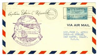 Pilot Musick Signed1935 Panam Fam - 14 Flight Cover China Clipper Honolulu To Sfo