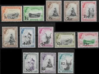 Swaziland Qeii 1961 - Currency Surcharges Mnh Full Set Sg53 - 64