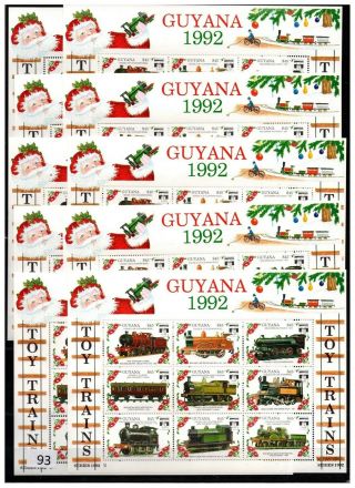 ,  10x Guyana 1992 - Mnh - Toy Trains - Christmas