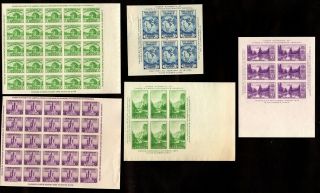 Us Stamps 766,  767,  768,  769,  770 Souvenir Sheets Farley Special Printings.  Mnh