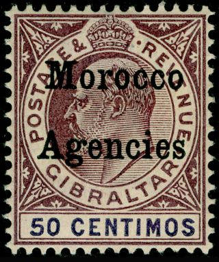 Morocco Agencies Sg21,  50c Purple & Violet,  M.  Cat £80.