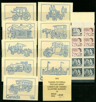 Weeda Canada Bk71d Vf Mnh Set Of 10 Covers With Tag Shift,  1972 Centennial Issue