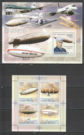 F427 2006 Guinea - Bissau Transport Aviation Dirigibles Bl,  Kb Mnh