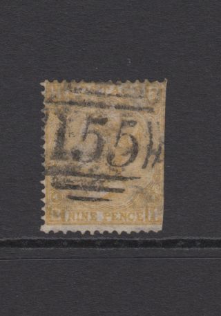 Gb Qv 9d Straw Sg98 Plate 4 " Bh " Nine Pence 1865 Stamp Emblems,  Buxton 155