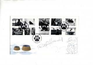Rolf Harris “cats & Dogs " 2001 Signed Gb Fdc With Full Rolferoo Doodle