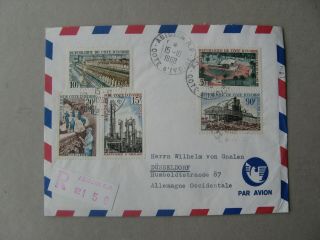 Ivory Coast,  R - Cover To Germany 1968,  Industry Oil Wood Cotton Textile