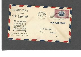 Ce2 16c Airmail Spec Del Issue Fdc - Washington,  Dc Feb 10 - 1936 Cacheted