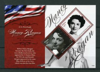 Palau 2016 Mnh Us First Lady Nancy Reagan 2v S/s I Film Movie Stars Stamps