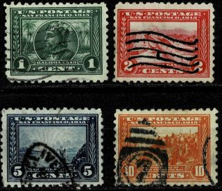 Scott 401 - 404 Gorgeous Perf 10 Panama - Pacific Issue Of 1913 - (js100)