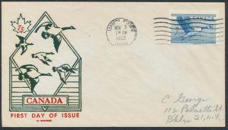 1952 320 7c Canada Goose Fdc,  C George Cachet,  Toronto