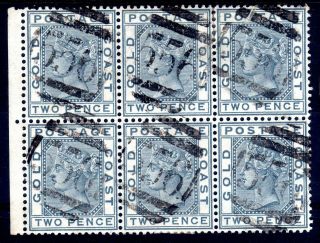 Gold Coast 1884 - 91 2d Block Of Six,  556 Numeral Postmark