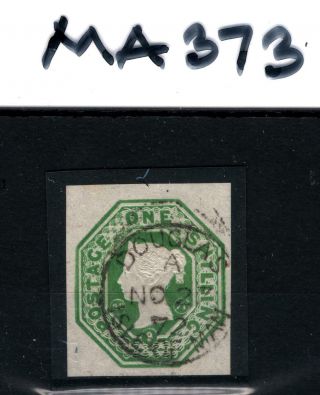 GB IOM QV EMBOSSED Cut - out 1/ - Green Douglas Isle Of Man 1872 CDS MA373 2