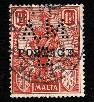 Opc 1926 Malta 1 1/2d Sc 119 Anglo Maltese Bank Perfin " A.  M.  /b.  " 36773