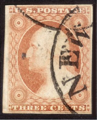 Us Stamp: 11a Plated 49r2l,  1857 Pale Rose Brown,  Ex.  Amonette