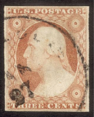 Us Stamp: 11a Plated 94l3,  1857 Pale Yellow Brown,  Ex.  Amonette