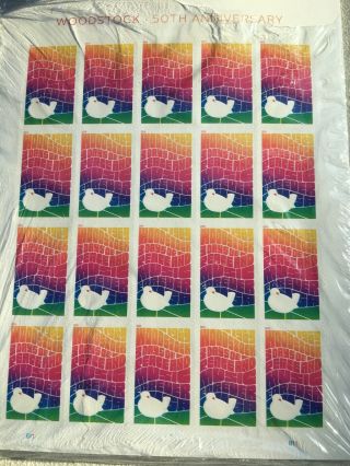 Woodstock 50th Anniversary Sheets Of 20 (200 Stamps Total) Forver Stamps