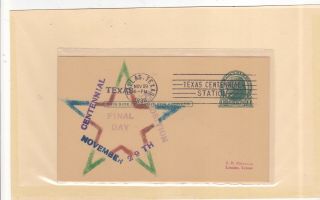 Dallas Texas Centennial Fair 11/29/1936 " Final Day " Postcard Peterson At Louise
