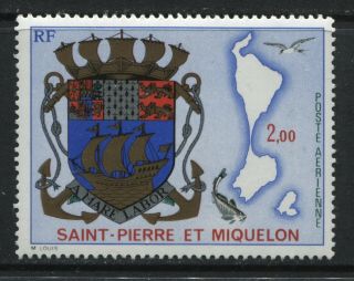 St.  Pierre And Miquelon Coat Of Arms 2 Francs Airmails O.  G.