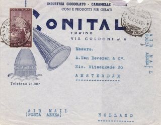 Italy 1947 Cover St.  Air Mail From Torino To Netherlands