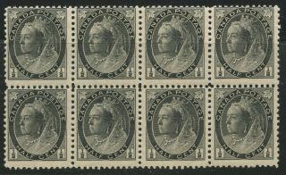 Canada 1898 Qv Numeral 1/2c Black Block Of 8 74 Mnh