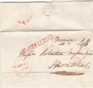 Canada 1843 Triple Rate Money Letter London On To Montreal 4s6d Rate