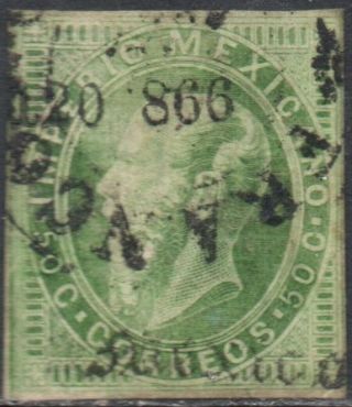 Mexico - 1866,  Maxi.  - 50c.  120 - 866,  Mexico - - Scott 34 - Cat.  $70.  00
